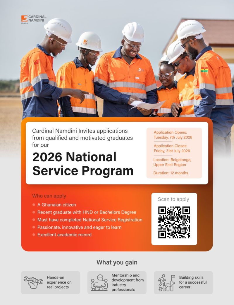 Cardinal Namdini Opens Applications for 2026 National Service Programme