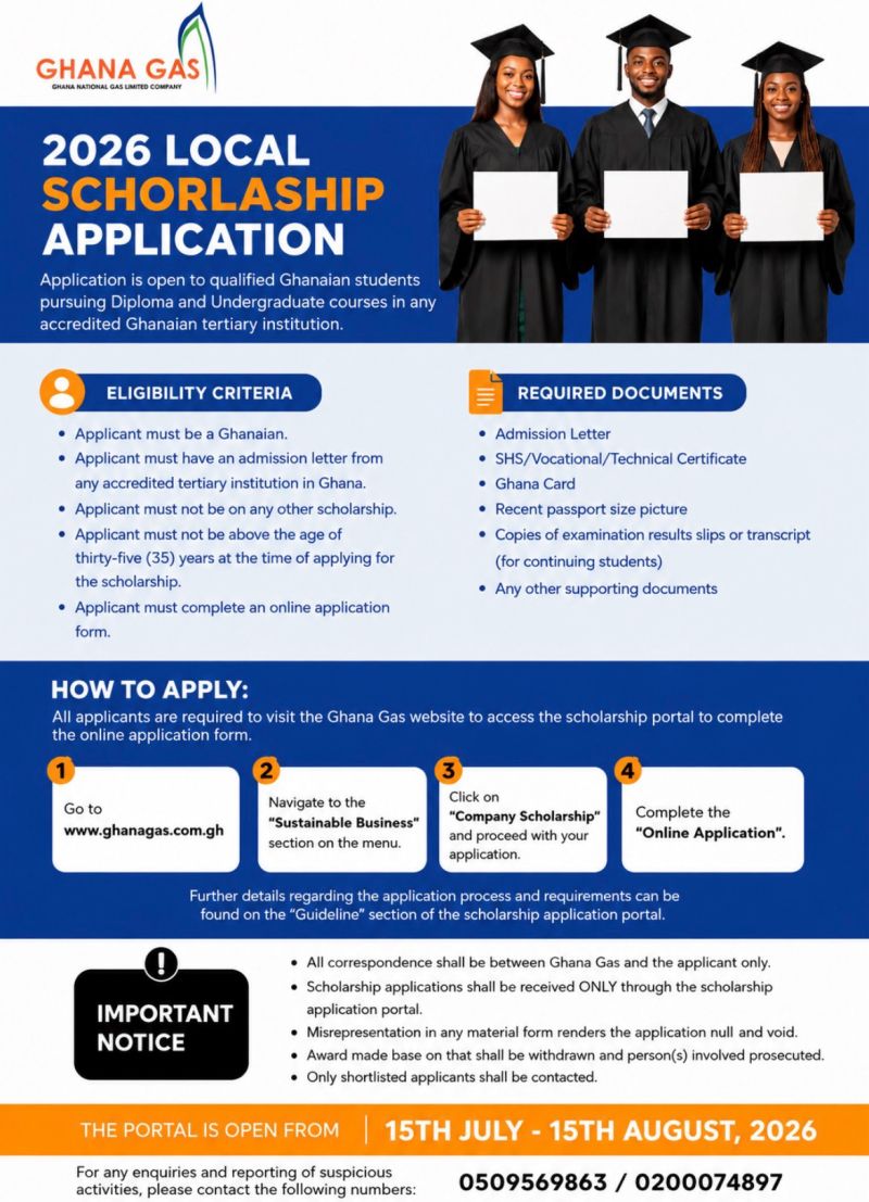 Ghana Gas Opens Applications for 2026 Local Scholarship Programme