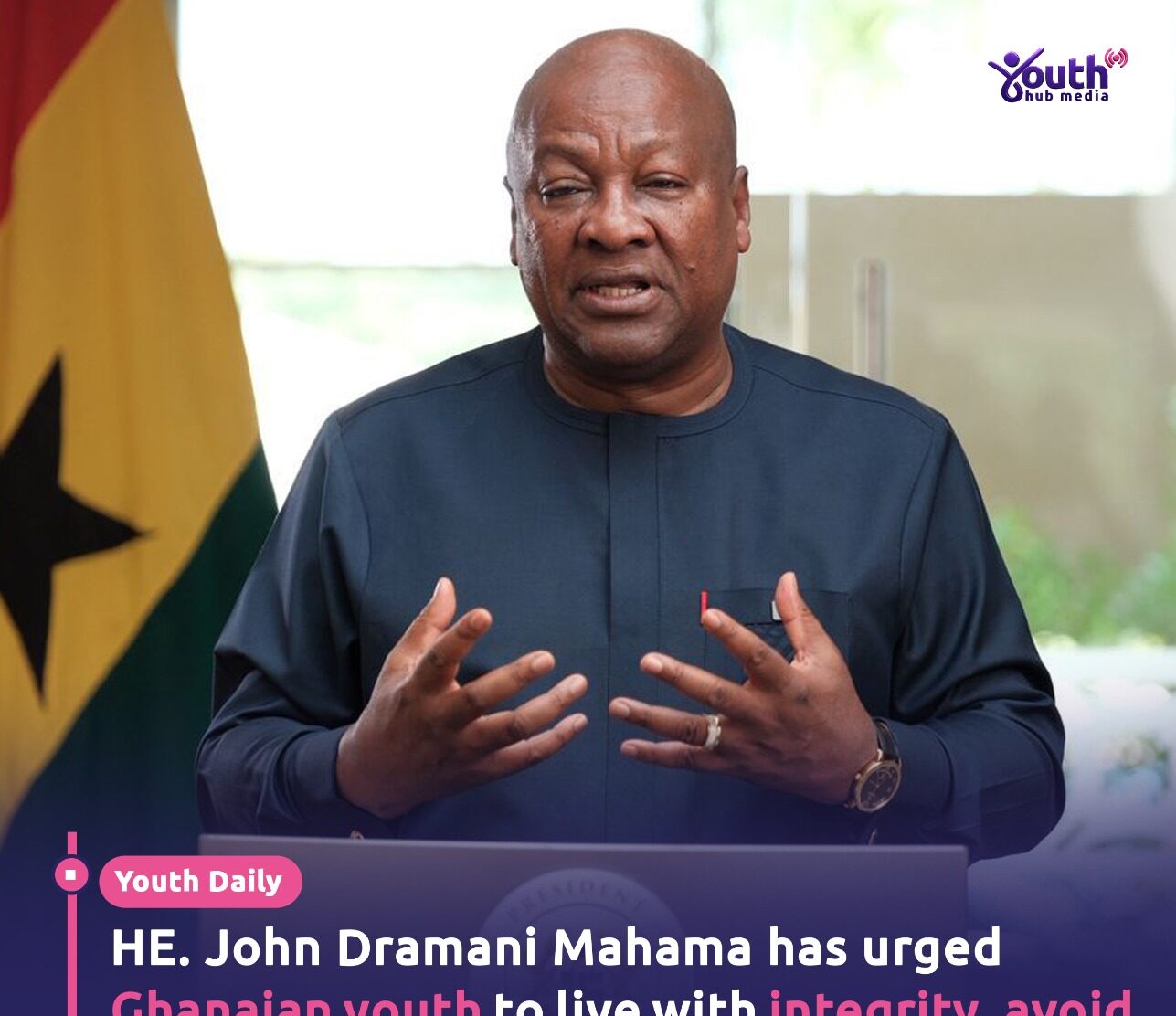 Mahama Urges Ghanaian Youth to Reject Drugs and Shortcuts to Success