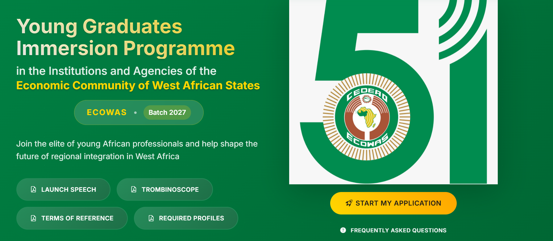 Apply Now: ECOWAS Opens Applications for the 2027 Young Graduates’ Professional Immersion Programme